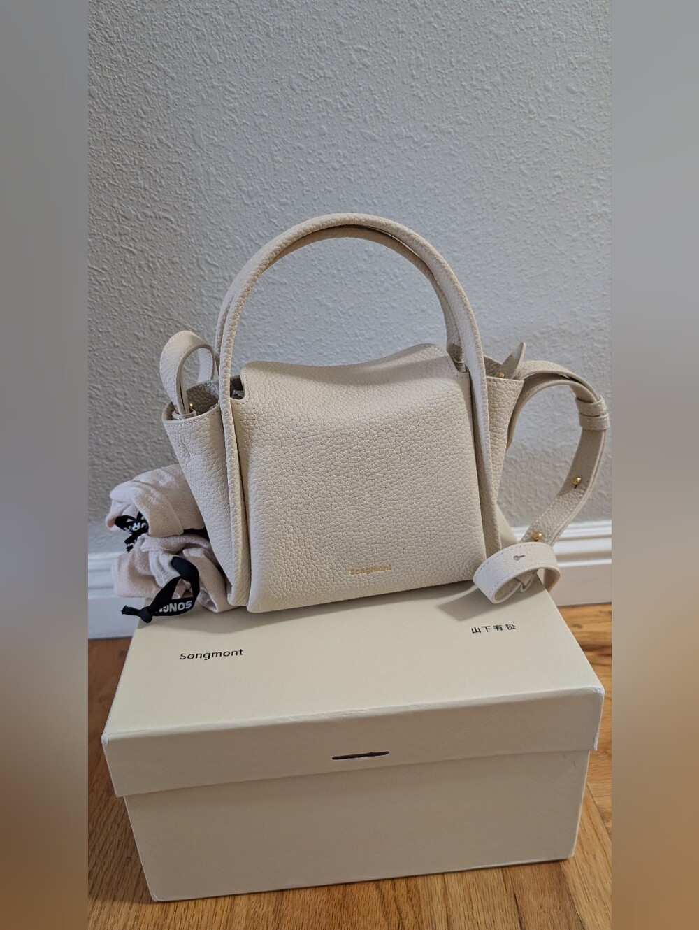 Songmont Pebbled Leather Mini Song Bag - Ivory White